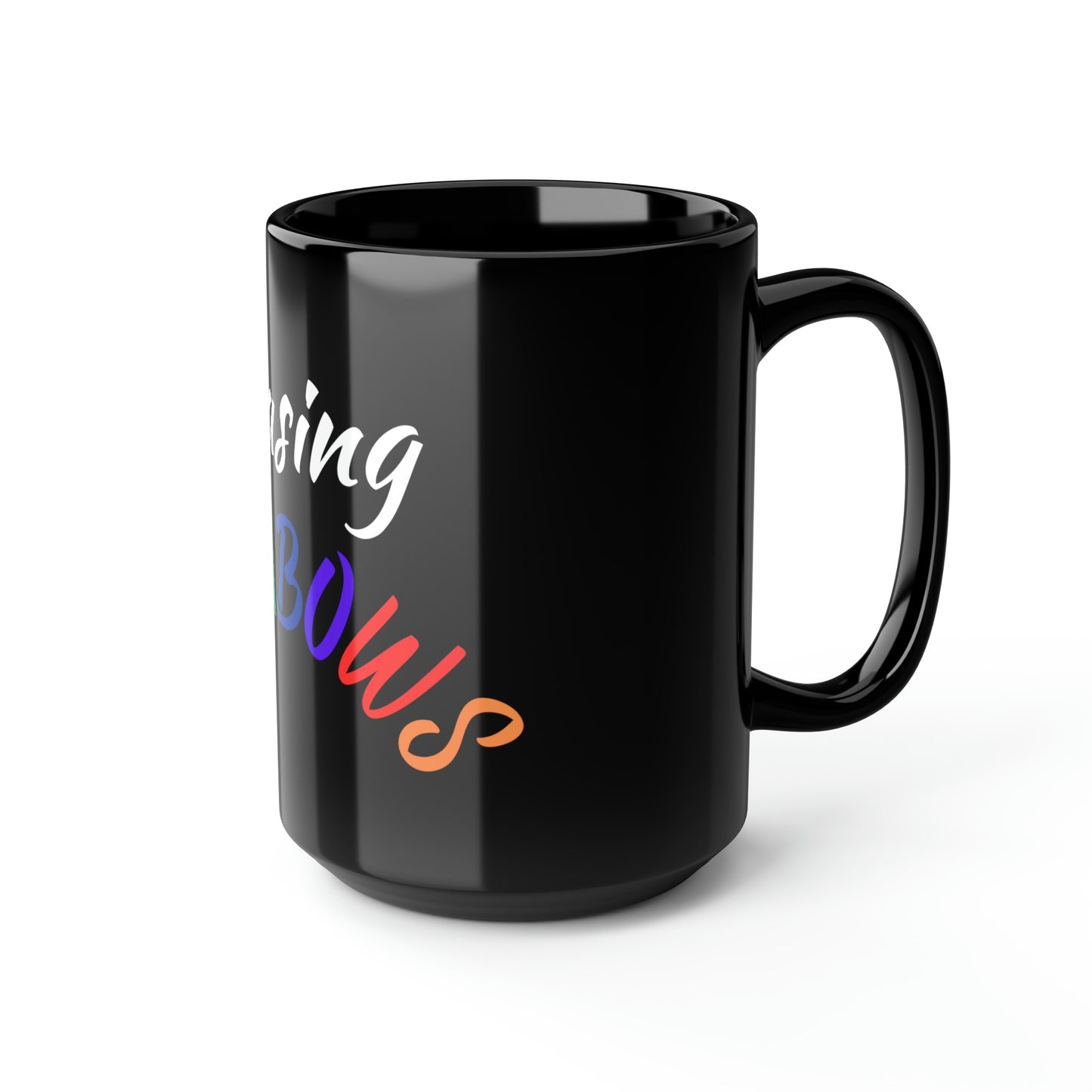 Chasing Rainbows Black Mug, 15oz