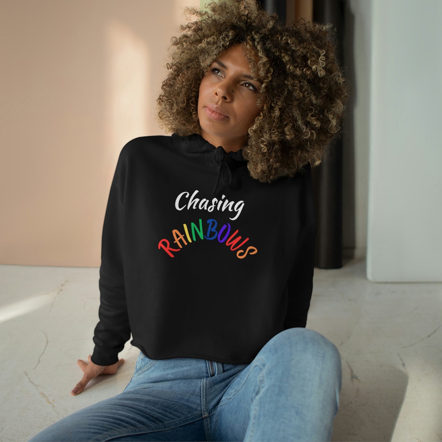 Chasing Rainbows Crop Hoodie