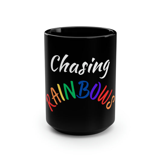 Chasing Rainbows Black Mug, 15oz