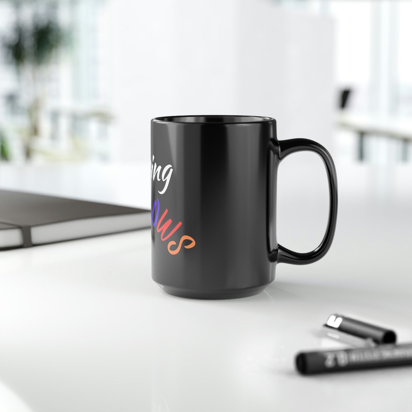 Chasing Rainbows Black Mug, 15oz