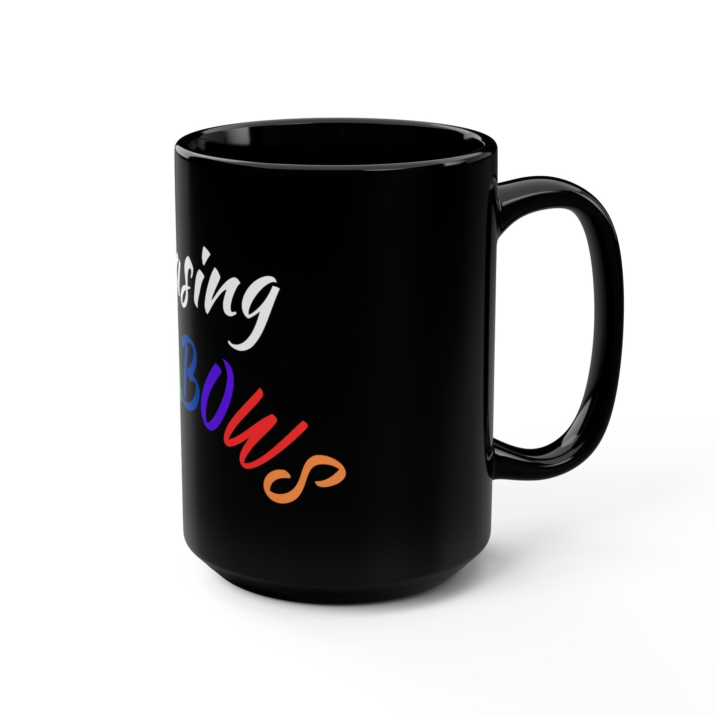 Chasing Rainbows Black Mug, 15oz